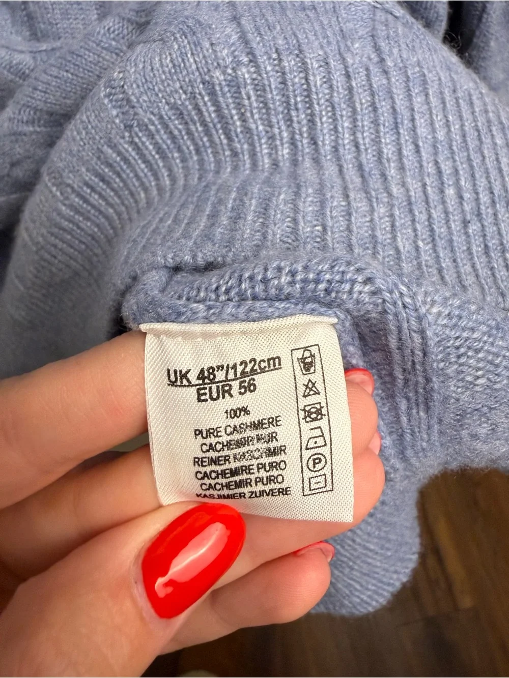 Alan Paine Light Blue Cable-Knit V-Neck Quarter-Zip Golf Sweater 100% Cashmere